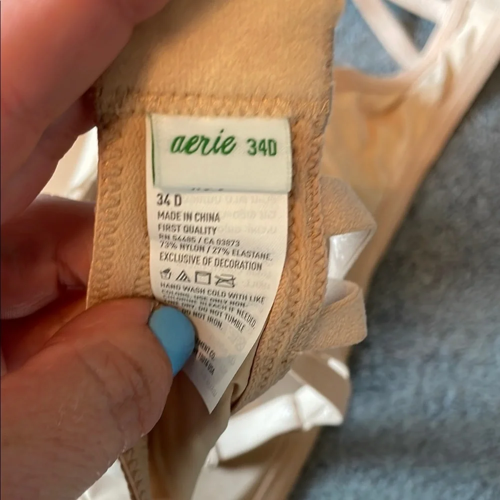 Aerie Cream Lace Detail Wireless Bra
